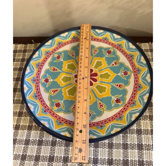 Floral Mediterranean Medallian Set Of 6 Colorful 11" Melamine Dinner Plates - Picture 9 of 10